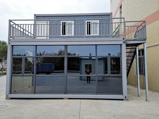 40'HQ Expédition imperméable à l'eau maisons de rideau de verre moderne modulaire maison de conteneur préfabriqué avec porte en aluminium pont cassé