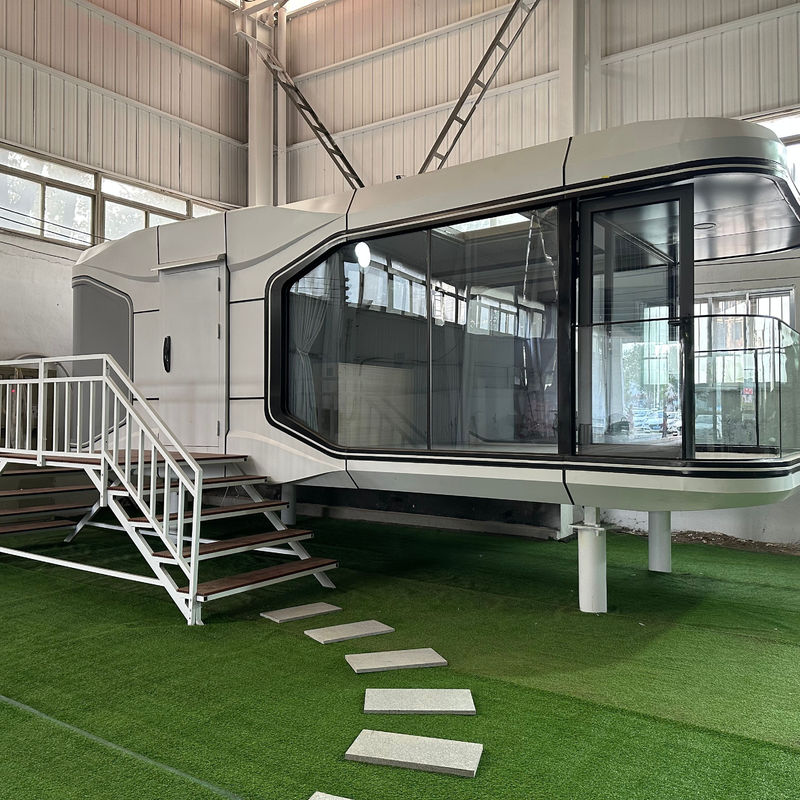 Chambres d'été Style de conception moderne dans la capsule d'espace en verre la plus populaire pour une installation facile entièrement meublé préfabriqué