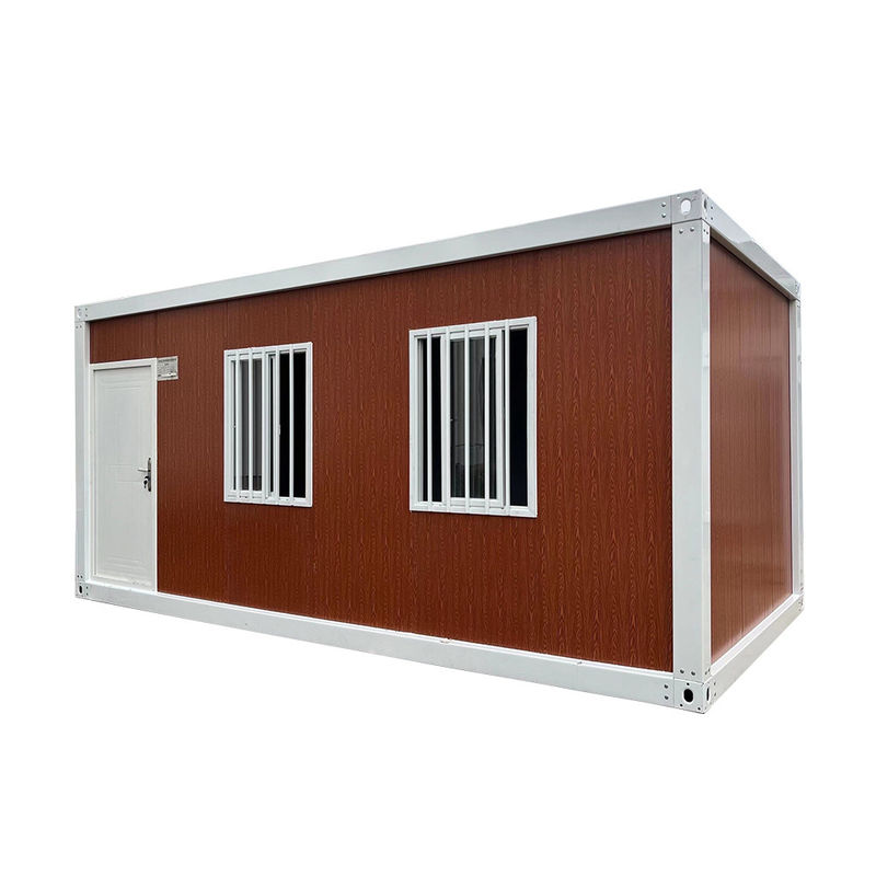 Style de conception moderne 20 40 pieds Panneau sandwich en acier à grains de bois Maison de conteneurs amovible avec disposition personnalisée